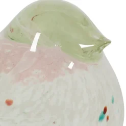 Fabrique de Styles Petits Objets Déco*Presse papier moineau en verre vert et rose - Serin