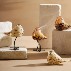 Fabrique de Styles Petits Objets Déco*Presse papier moineau en verre beige et doré - Serin