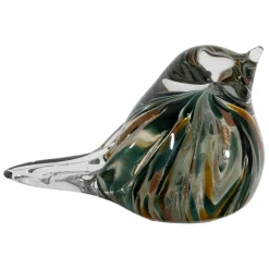 Fabrique de Styles Petits Objets Déco*Presse papier moineau en verre émeraude et doré - Serin