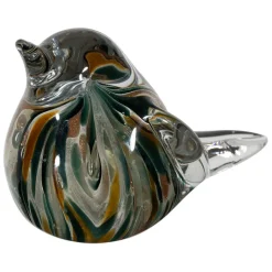 Fabrique de Styles Petits Objets Déco*Presse papier moineau en verre émeraude et doré - Serin