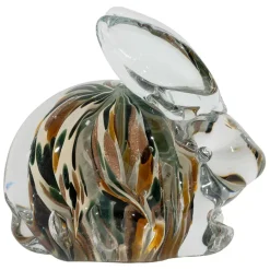 Fabrique de Styles Petits Objets Déco*Presse-papier lapin en verre et kaki