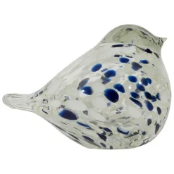 Fabrique de Styles Petits Objets Déco*Presse-papier moineau en verre blanc et bleu pailleté - Serin