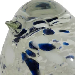 Fabrique de Styles Petits Objets Déco*Presse-papier moineau en verre blanc et bleu pailleté - Serin