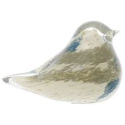 Fabrique de Styles Petits Objets Déco*Presse-papier moineau serin ivoire et bleu en verre