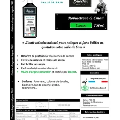 Fabrique de Styles Produits Ménagers*Produit d'entretien-robinetterie et faience 750ml eco cert