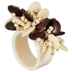 Fabrique de Styles Serviettes De Table*Rond de serviette en résine écru - Floral