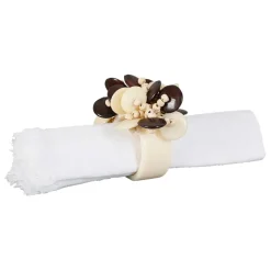 Fabrique de Styles Serviettes De Table*Rond de serviette en résine écru - Floral