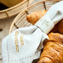 Fabrique de Styles Serviettes De Table*Rond de serviette papa en grès moucheté d3cm