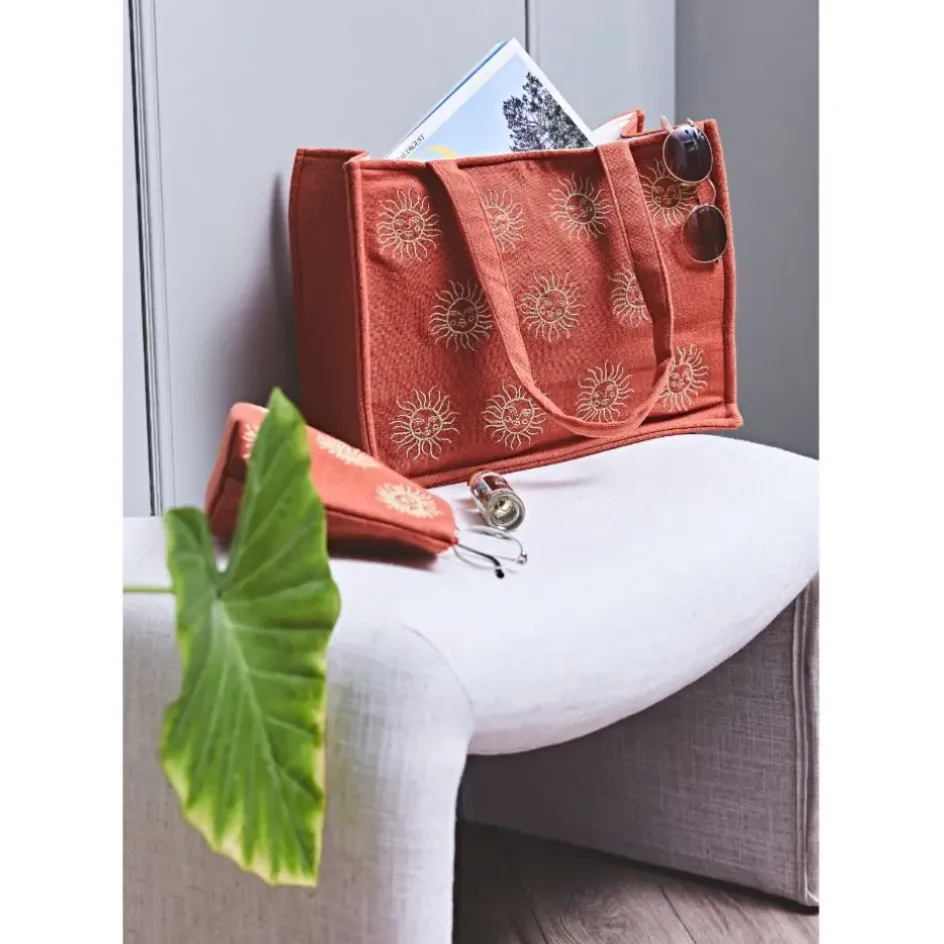 Fabrique de Styles Sacs Et Cabas*Sac brodé en coton terracotta et doré - Allegra