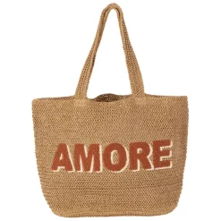 Fabrique de Styles Sacs Et Cabas*Sac brodé "amore" en corde de papier naturel et terracotta - Lumi