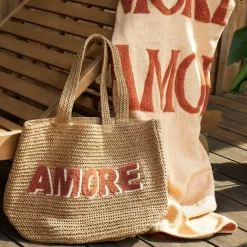 Fabrique de Styles Sacs Et Cabas*Sac brodé "amore" en corde de papier naturel et terracotta - Lumi