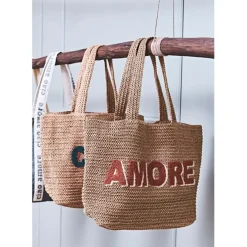 Fabrique de Styles Sacs Et Cabas*Sac brodé "amore" en corde de papier naturel et terracotta - Lumi