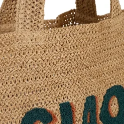 Fabrique de Styles Sacs Et Cabas*Sac brodé "ciao" en corde de papier et émeraude - Lumi