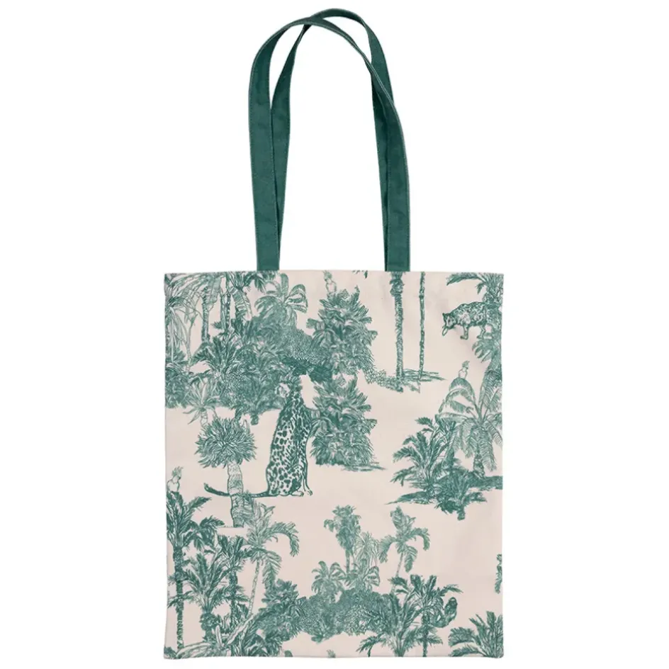 Fabrique de Styles Sacs Et Cabas*Sac tote bag en coton écru et palmiers émeraude - Mocoa