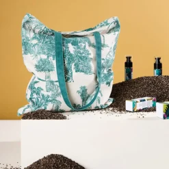 Fabrique de Styles Sacs Et Cabas*Sac tote bag en coton écru et palmiers émeraude - Mocoa