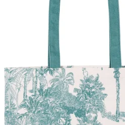 Fabrique de Styles Sacs Et Cabas*Sac tote bag en coton écru et palmiers émeraude - Mocoa