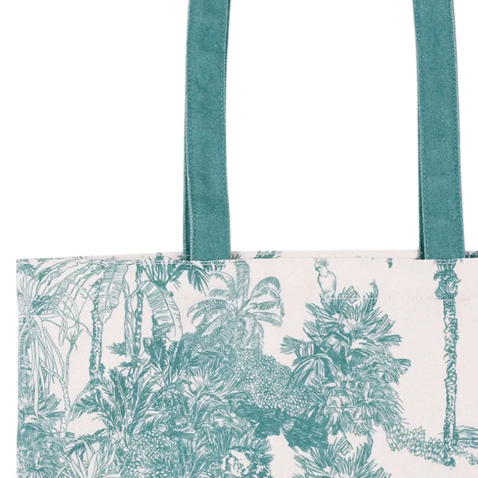 Fabrique de Styles Sacs Et Cabas*Sac tote bag en coton écru et palmiers émeraude - Mocoa