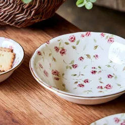 Fabrique de Styles Plats Et Saladiers*Saladier en faïence rose et doré d23cm - Rose