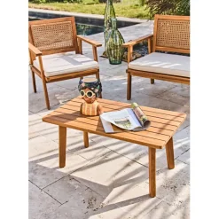 Enfant Fabrique de Styles Salons De Jardin|Jardin*Salon de jardin 4 pièces en acacia naturel et beige - Condao