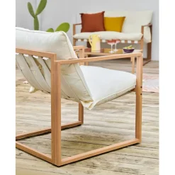 Enfant Fabrique de Styles Salons De Jardin|Jardin*Salon de jardin 4 places en fer avec coussins blanc - Cagliari