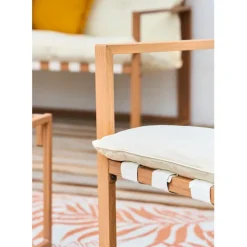 Enfant Fabrique de Styles Salons De Jardin|Jardin*Salon de jardin 4 places en fer avec coussins blanc - Cagliari