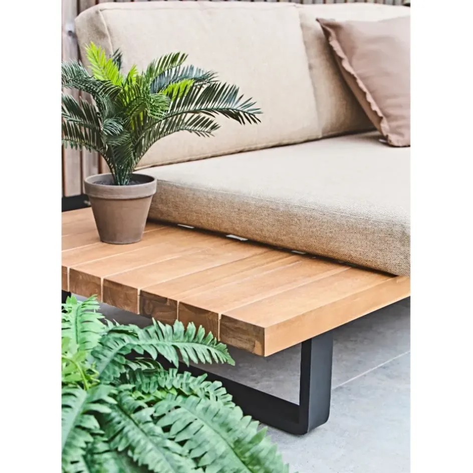 Enfant Fabrique de Styles Salons De Jardin|Jardin*Salon de jardin d'angle en bois 5 places beige - Feros