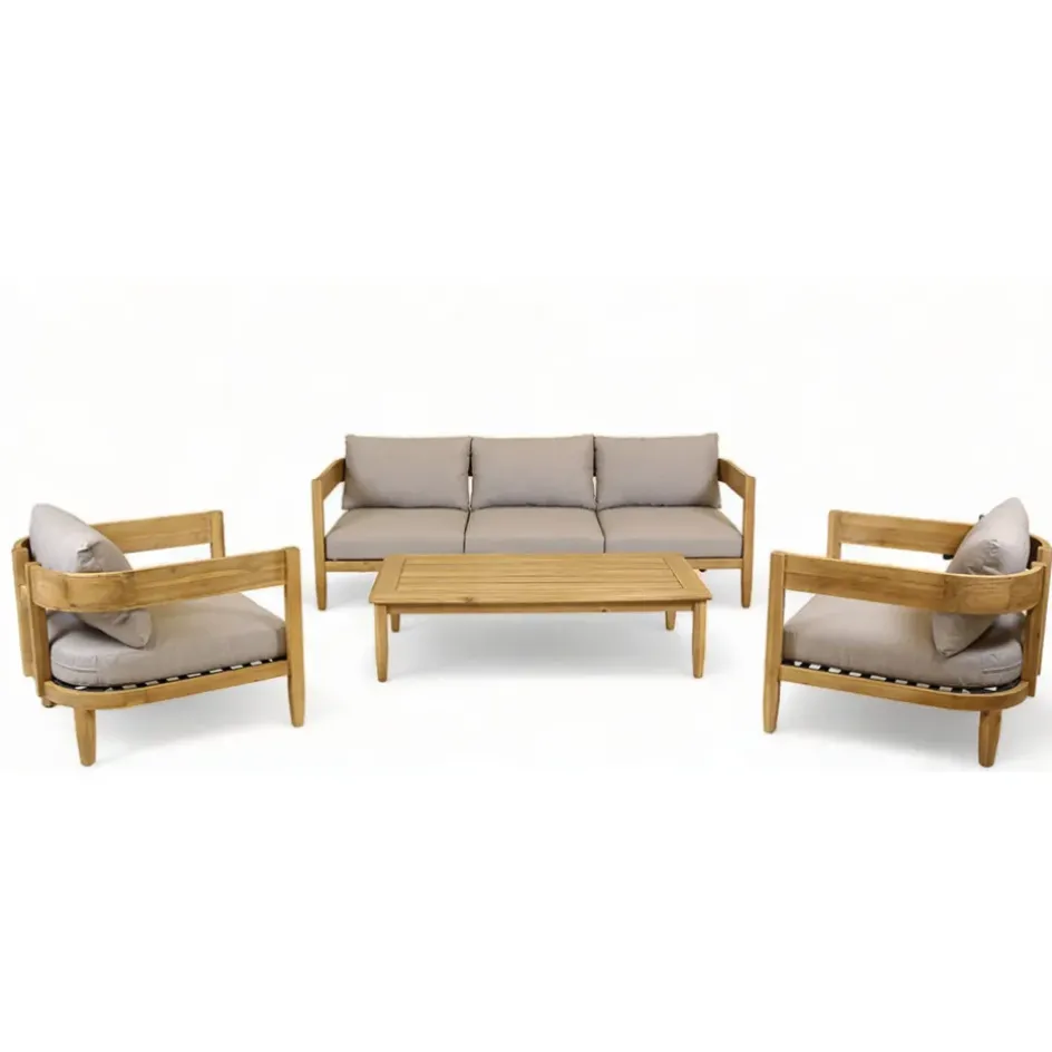 Enfant Fabrique de Styles Salons De Jardin|Jardin*Salon de jardin en acacia naturel et gris - Borneo