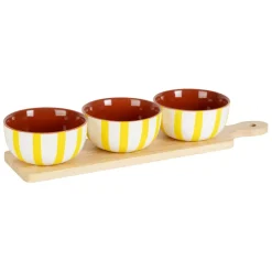 Fabrique de Styles Bols Et Coupelles*Service apéritif 3 bols en grès blanc et jaune - Alaria