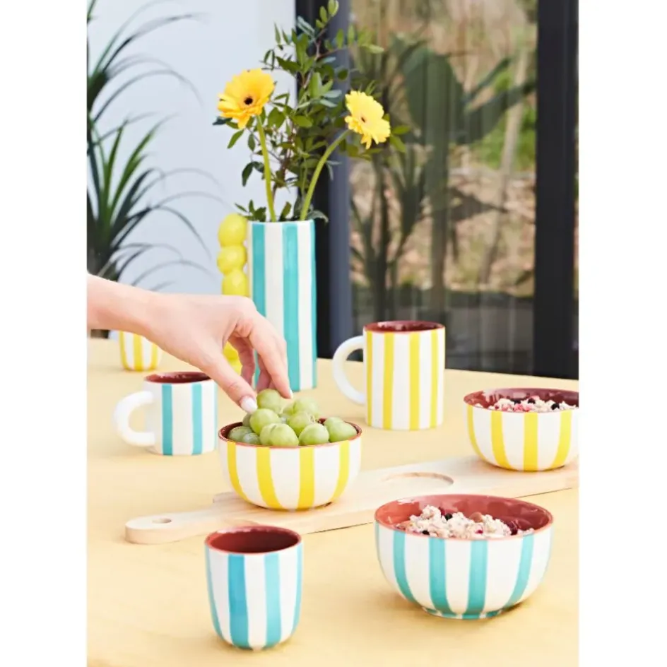 Fabrique de Styles Bols Et Coupelles*Service apéritif 3 bols en grès blanc et jaune - Alaria