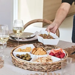 Fabrique de Styles Bols Et Coupelles*Set apéritif plateau en tresse avec coupelle en porcelaine