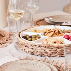 Fabrique de Styles Bols Et Coupelles*Set apéritif plateau en tresse avec coupelle en porcelaine