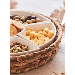 Fabrique de Styles Bols Et Coupelles*Set apéritif plateau en tresse avec coupelle en porcelaine