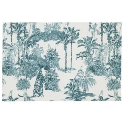 Fabrique de Styles Sets De Table*Set de table en vinyle écru et palmiers émeraude 45x30cm - Mocoa