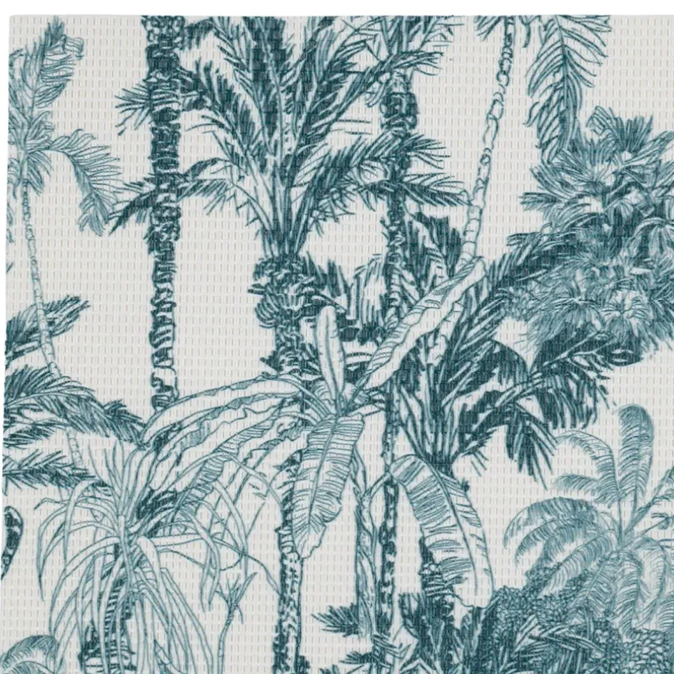 Fabrique de Styles Sets De Table*Set de table en vinyle écru et palmiers émeraude 45x30cm - Mocoa