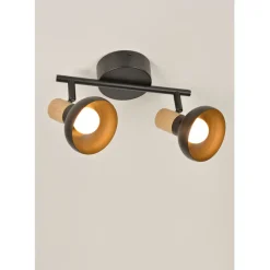 Fabrique de Styles Suspensions*Spot 2 lumières en métal effet bois L25.5cm - Alvar
