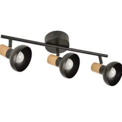 Fabrique de Styles Suspensions*Spot 3 lumières en métal et effet bois L45.5cm - Alvar