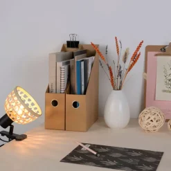 Fabrique de Styles Suspensions*Spot à pince en métal et bambou h15cm noir - kami