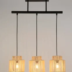 Fabrique de Styles Suspensions*Suspension 3 lumière en métal et cordelette tressé l60cm - cancun