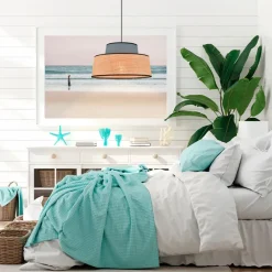 Fabrique de Styles Suspensions*Suspension en coton et raphia d38cm pétrole - Mallorca