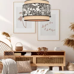 Fabrique de Styles Suspensions*Suspension en coton et raphia d38cm naturel et noir - milo