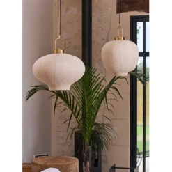 Fabrique de Styles Suspensions*Suspension en lin et doré d45cm - Calypso