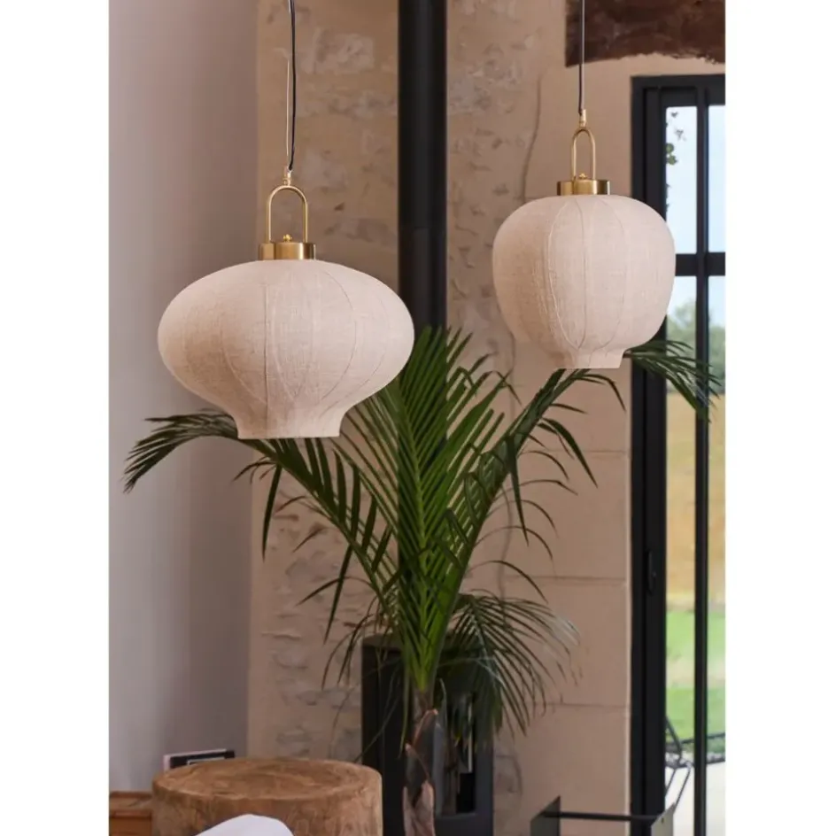 Fabrique de Styles Suspensions*Suspension en lin et doré d45cm - Calypso