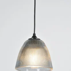 Fabrique de Styles Suspensions*Suspension en verre strié h15cm fumé