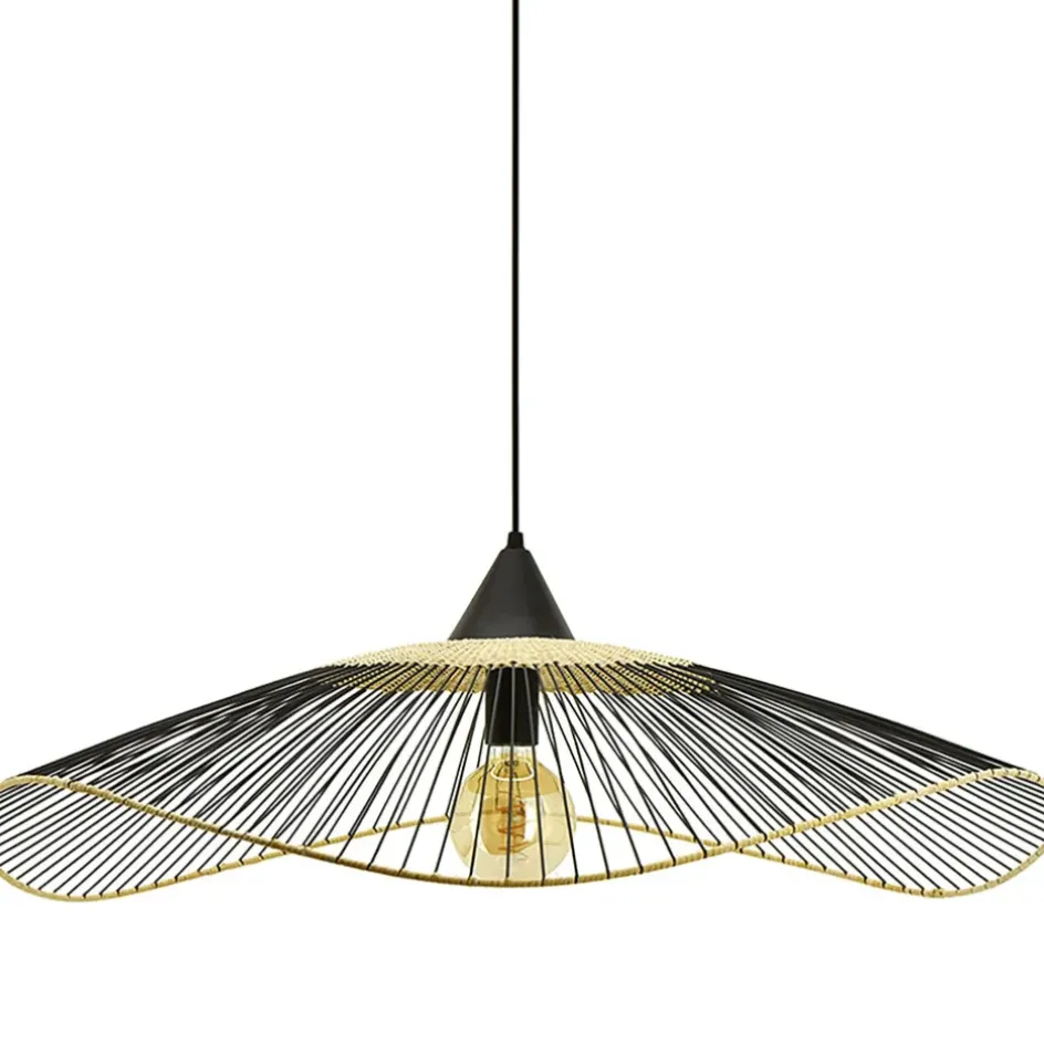 Fabrique de Styles Suspensions*Suspension métal et rotin noir d80cm - Vagala