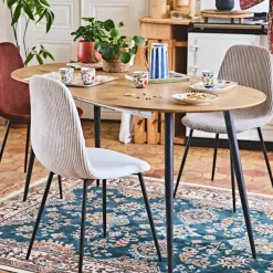 Fabrique de Styles Table De Salle À Manger*Table à manger avec allonge en bois 120(+40cm)x80cm - Lara