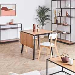 Fabrique de Styles Table De Salle À Manger*Table à manger avec rallonge en plaqué chêne 120x80cm - Roxy