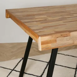 Fabrique de Styles Table De Salle À Manger*Table à manger en teck massif et pieds métal 200x90cm - Suri