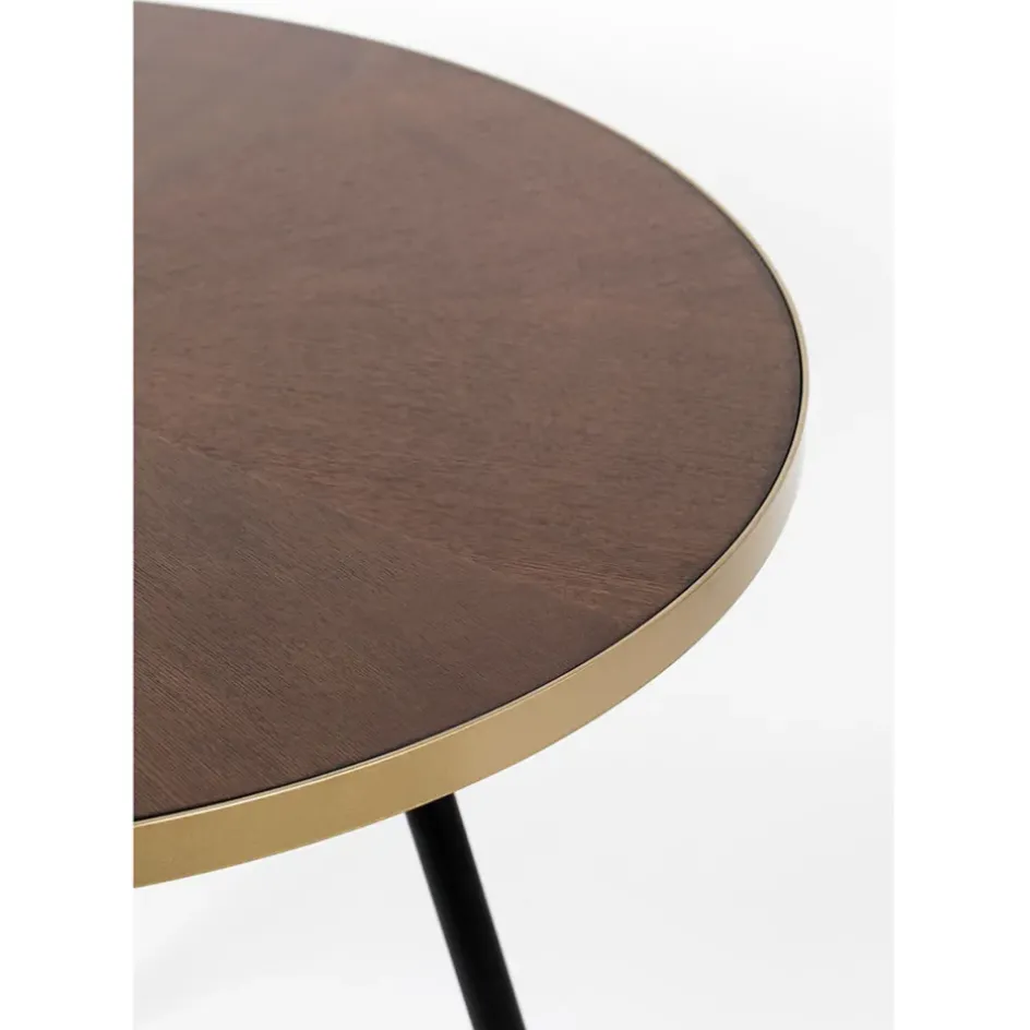 Fabrique de Styles Table De Salle À Manger*Table à manger ronde en noyer plaqué et métal doré d91cm - Denise