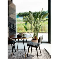 Fabrique de Styles Table De Salle À Manger*Table à manger ronde en noyer plaqué et métal doré d91cm - Denise