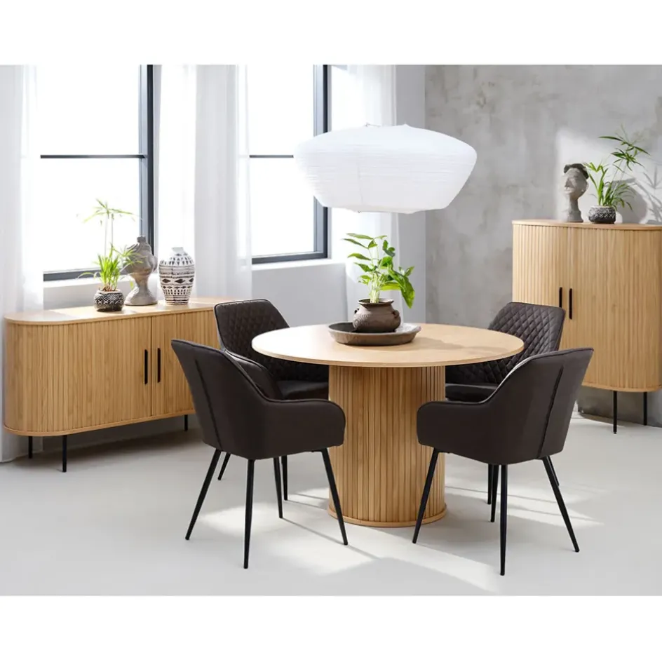 Fabrique de Styles Table De Salle À Manger*Table à manger ronde en placage chêne d120cm - nola